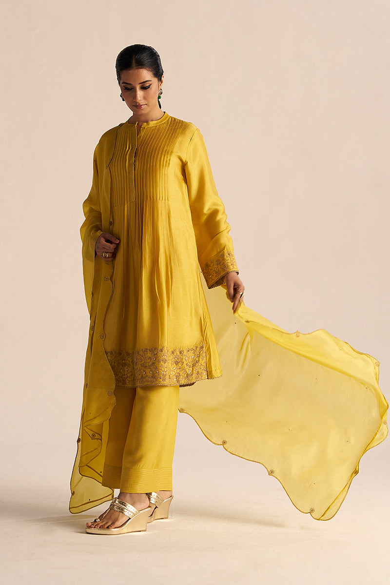 Bamboo Yellow Festive Kurta Set