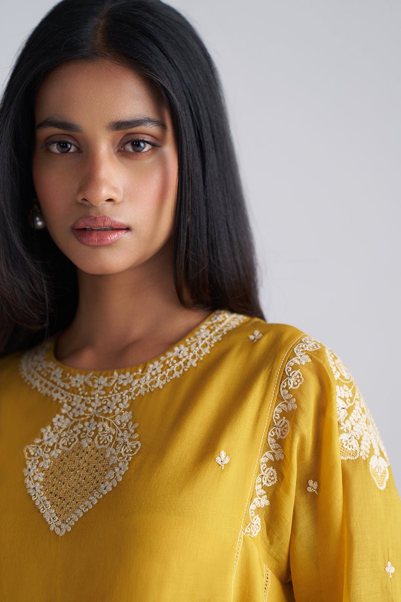 Mango Mojito Mul-Chanderi Embroidered Kurta Set