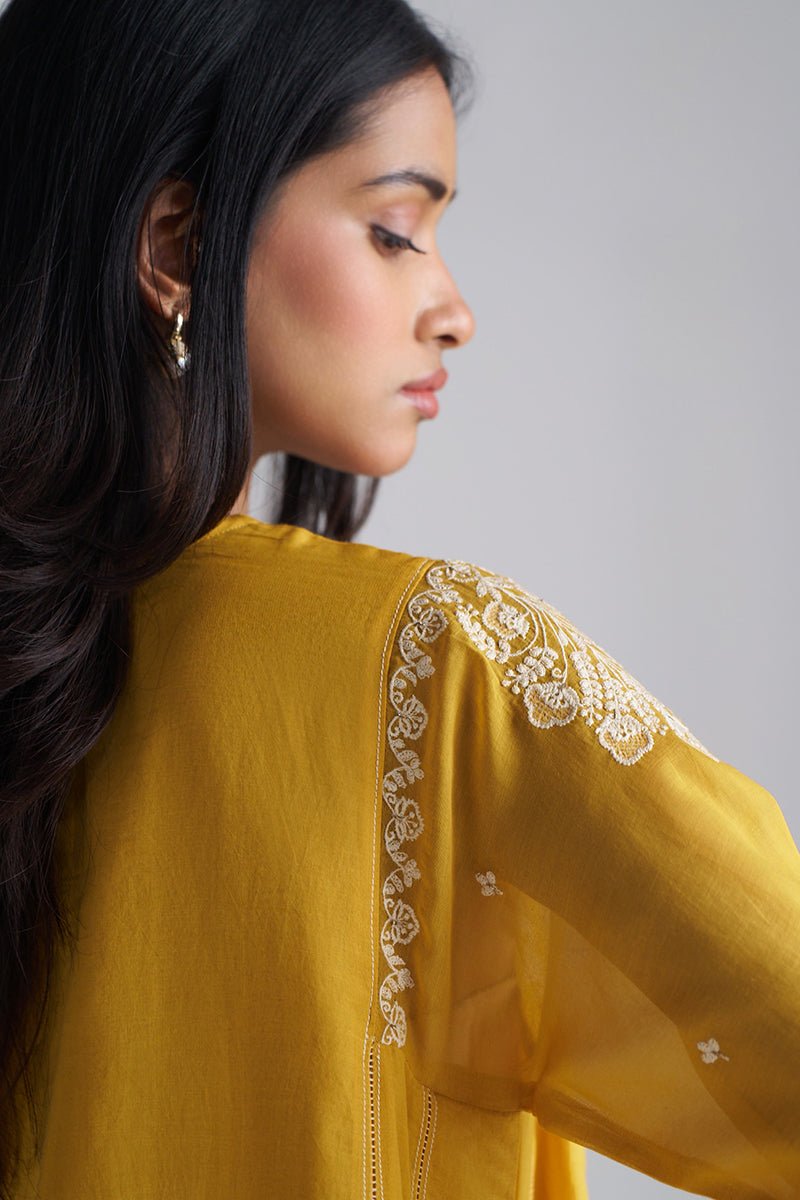 Mango Mojito Mul-Chanderi Embroidered Kurta Set