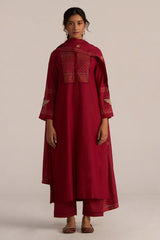 Maroon Embroidery Kurta Set