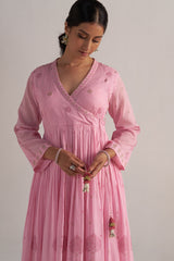 Lilac Sachet Mul-Mul Anarkali Kurta Set