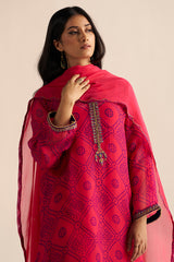 Beetroot Purple Kora Silk Bandhani Kurta Set