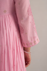 Lilac Sachet Mul-Mul Anarkali Kurta Set