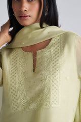 Pista Milk kora Silk Kurta Set