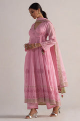 Lilac Sachet Mul-Mul Anarkali Kurta Set