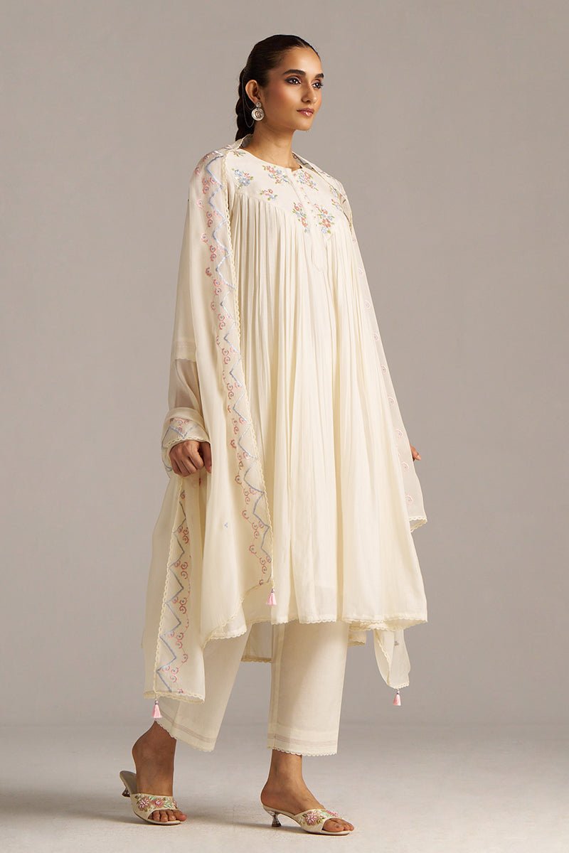 Ivory Bemberg Silk Festive Kurta Set