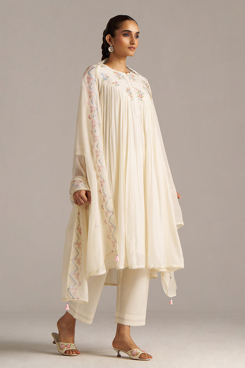 Ivory Bemberg Silk Festive Kurta Set