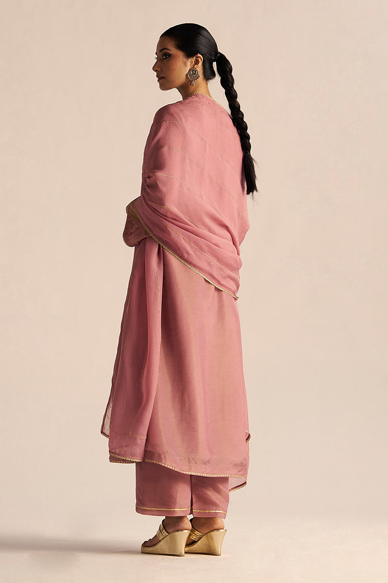 Nostalgia Rose Tissue Silk Festive Kurta Set