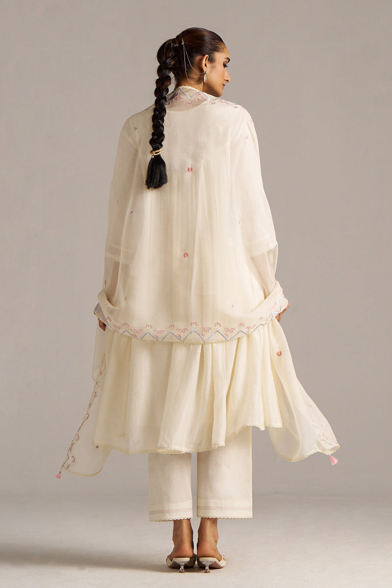 Ivory Bemberg Silk Festive Kurta Set