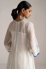 Marshmellow and Cobalt Blue Kurta Set