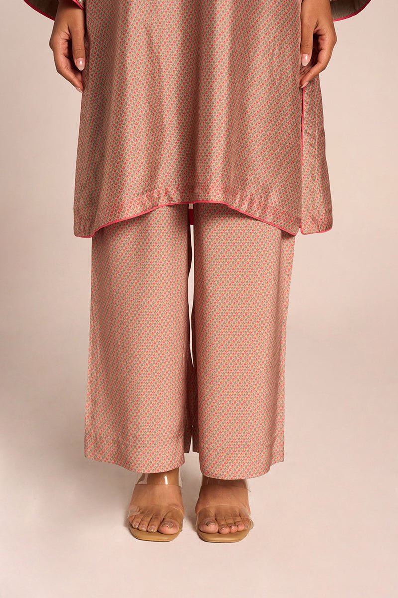 Grey Print and Embroidered Festive Co-ord Set - Ganga Fashions