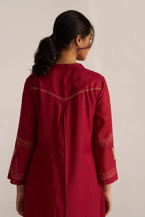 Maroon Embroidery Kurta Set