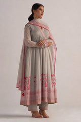 Grey Mul-Mul Anarkali Kurta Set