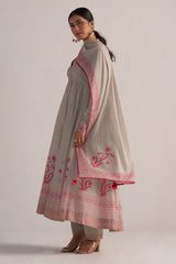 Grey Mul-Mul Anarkali Kurta Set