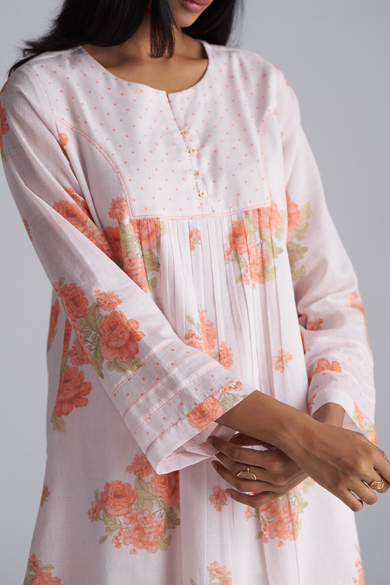 Shell and Melon Mul-Mul Kurta Set
