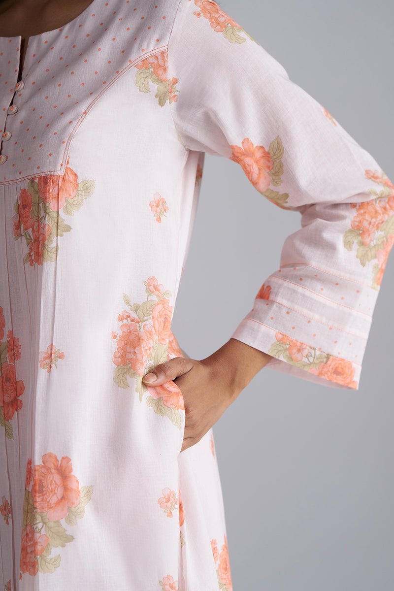 Shell and Melon Mul-Mul Kurta Set