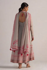 Grey Mul-Mul Anarkali Kurta Set