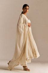 Off-White Mul-Mul Anarkali Kurta Set