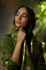Mehandi Green Silk Festive Kurta Set