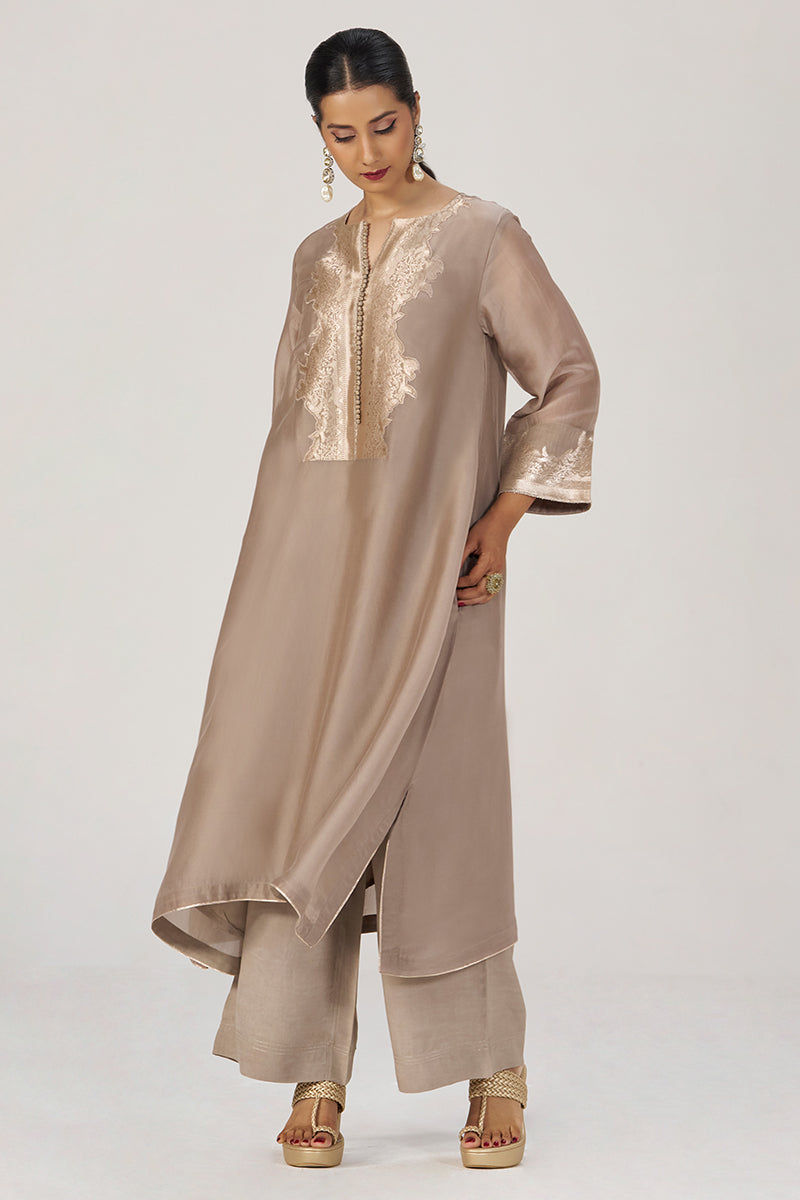 Greige Silk Festive Co-ord Set