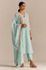 Fair Aqua Mul-Mul Kurta Set