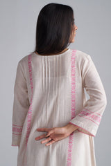 Ivory With Morning Glory Pink Cotton Linen Co-ord Set