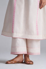 Ivory With Morning Glory Pink Cotton Linen Co-ord Set