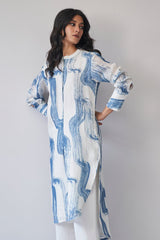 Marshmallow and Blue Linen Co-ord Set