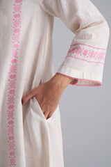 Ivory With Morning Glory Pink Cotton Linen Co-ord Set
