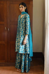 Fanfare Blue Woven Salwar Suit