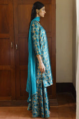 Fanfare Blue Woven Salwar Suit