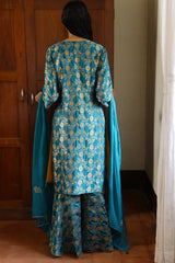 Fanfare Blue Woven Salwar Suit