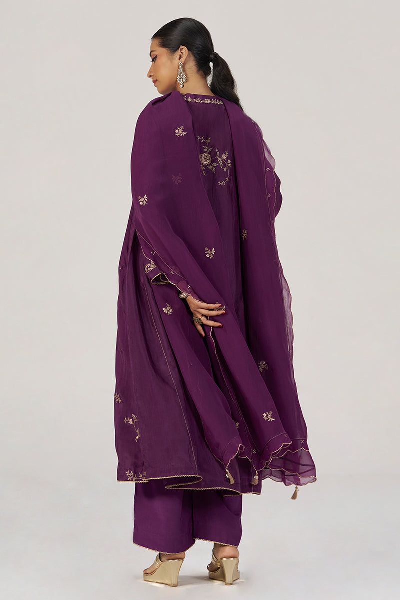 Deep Plum Silk Festive Kurta Set