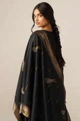 Black Pashmina Embroidered Kurta Set