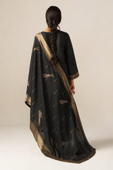 Black Pashmina Embroidered Kurta Set