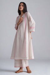 Ivory With Morning Glory Pink Cotton Linen Co-ord Set