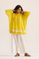 Lemon Yellow Embroidered Shirt