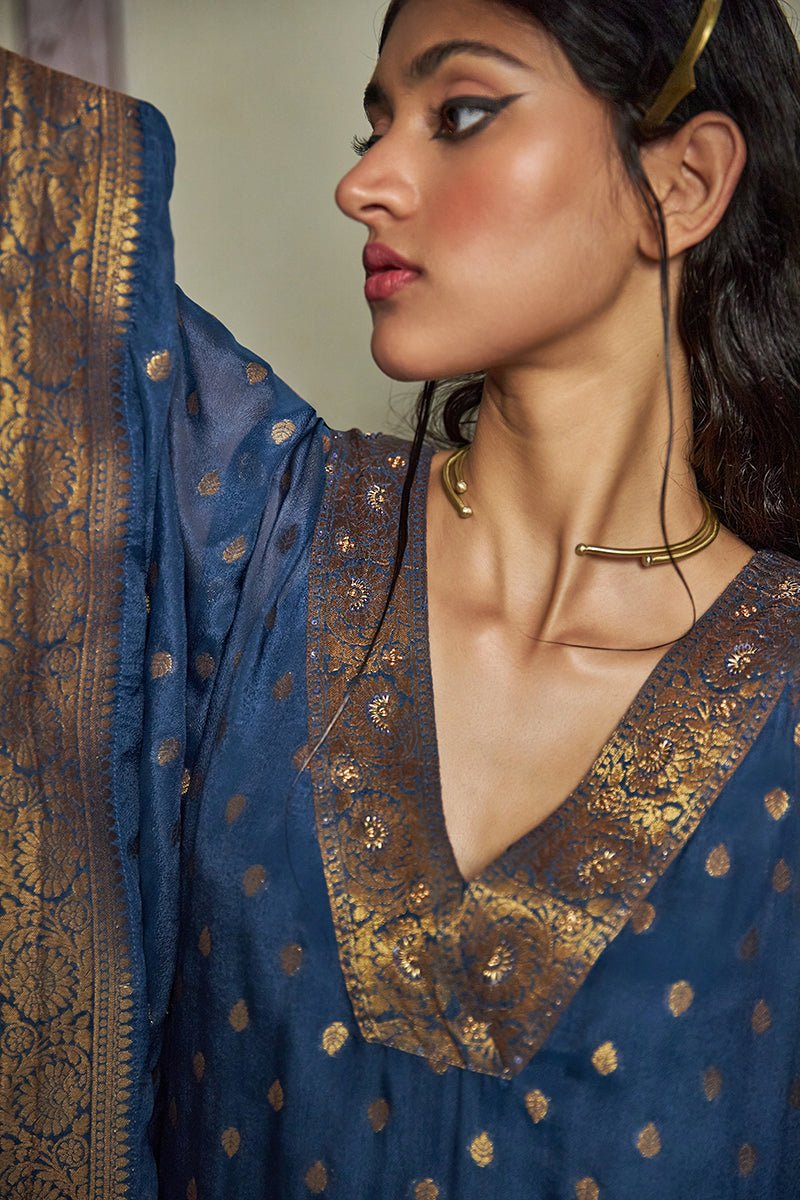 Blue Opal Woven Kaftan Set