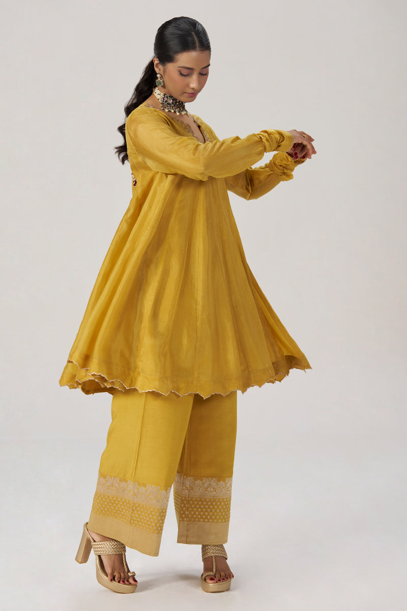 Golden Yellow Festive Silk Co-ord Set