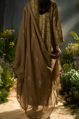 Olive Green Silk Print Festive Kurta Set