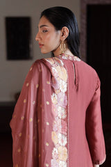 Fired Brick Silk Embroidered Salwar Suit