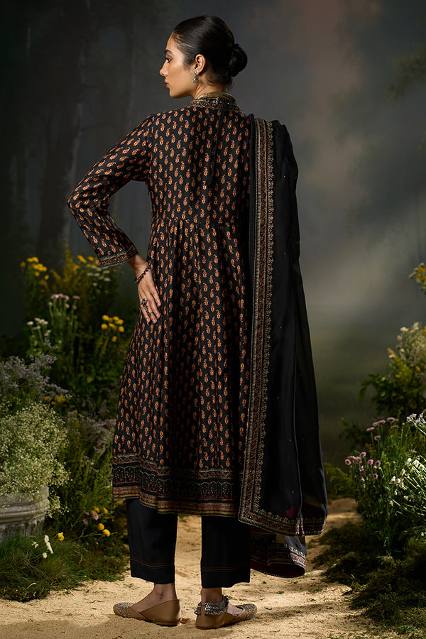 Black and Red Ambi Print Kurta Set