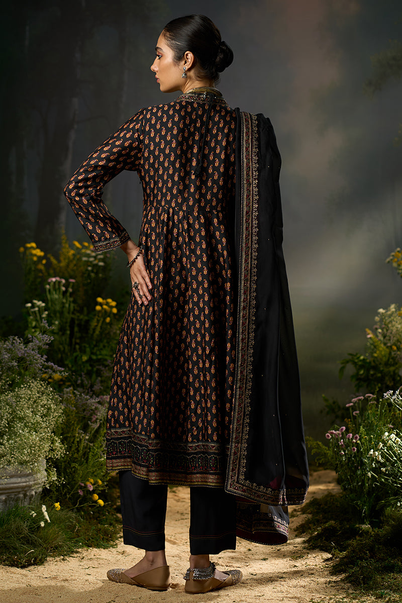 Black and Red Ambi Print Kurta Set