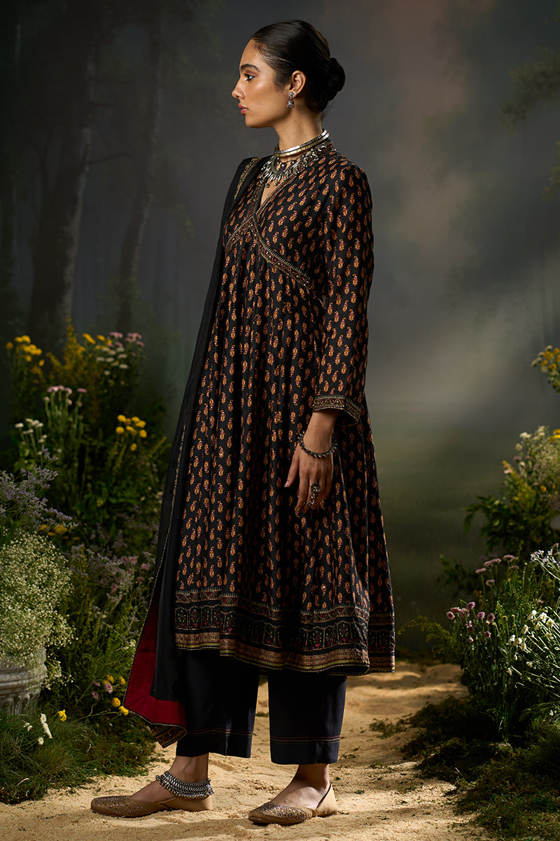 Black and Red Ambi Print Kurta Set