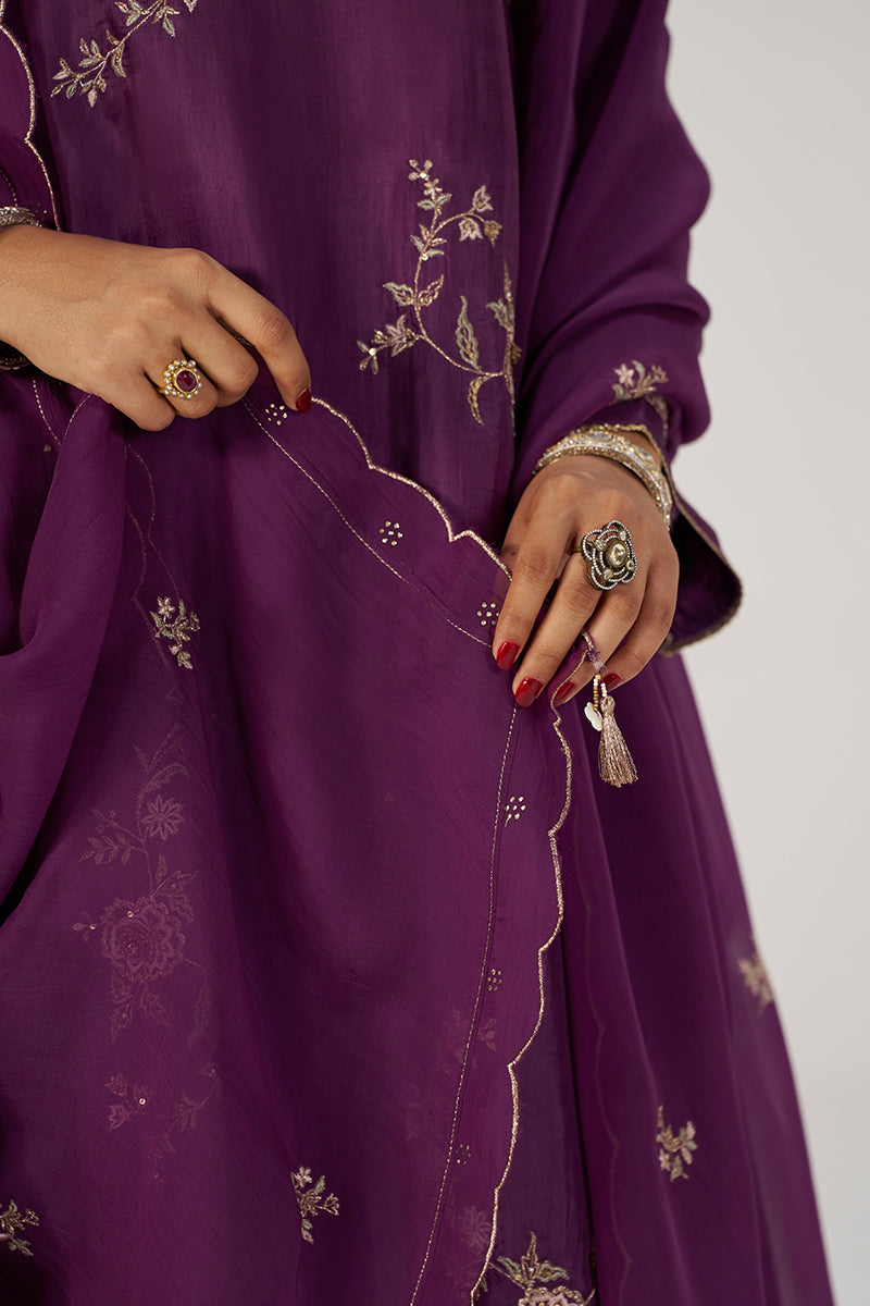 Deep Plum Silk Festive Kurta Set