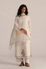 Off-White Cotton Woven Kurta Set