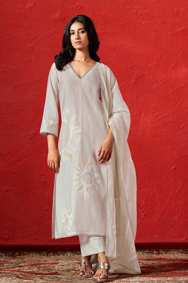 Fog Beige Woven Salwar Suit