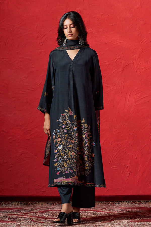 Black Muslin Print Salwar Suit