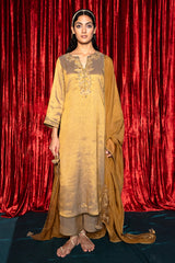 Honey Mustard and Vintage Gold Tissue Kurta Set