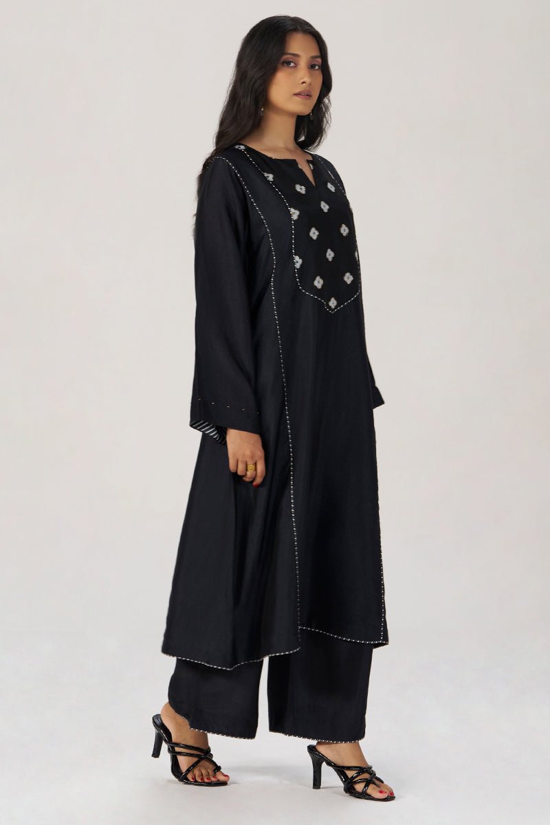 Black Silk Festive Co-ord Set - Ganga Fashions